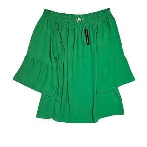 Violet + Claire Shirt Women's 1X Green Off The Shoulder Bell Sleeves Flowy